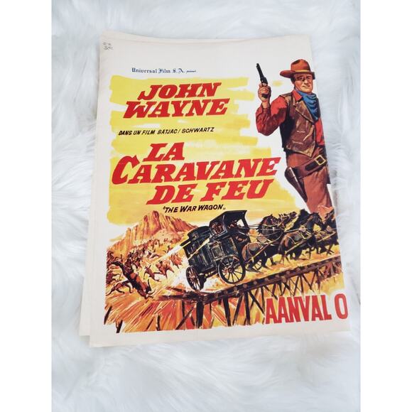 Vintage The WAR WAGON movie poster 14x21 John‎ Wayne Belgian French - Picture 7 of 12